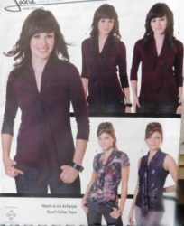 2921 Jalie Knit Top Sleeves or Not, Tied Scarf Collar Pattern Uncut Girls, Misses Sizing